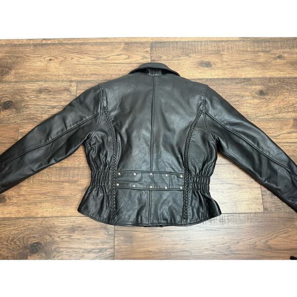 Interstate Leather Motorcycle Jacket Black Women’s Sz L Made in USA - Picture 4 of 9